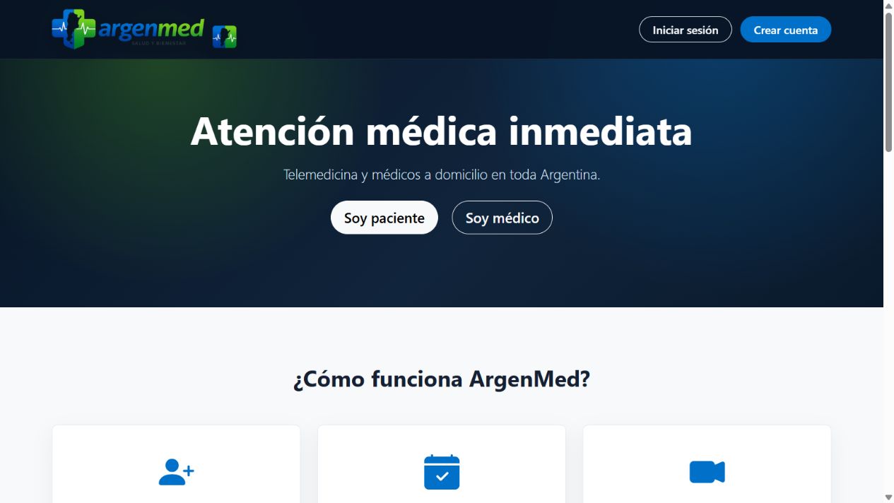 Página principal de la plataforma Argenmed