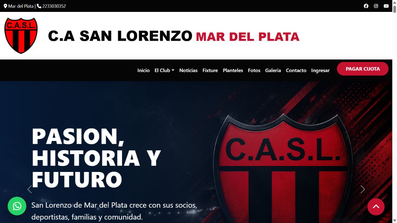Página oficial del Club San Lorenzo de Mar del Plata